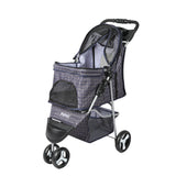 PaWz Large Pet Stroller Dog Cat Carrier Plaid - Low Angle