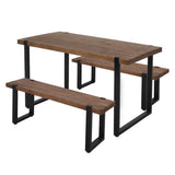 Levede Wooden Dining Sets 1XTable+2X - Low Angle