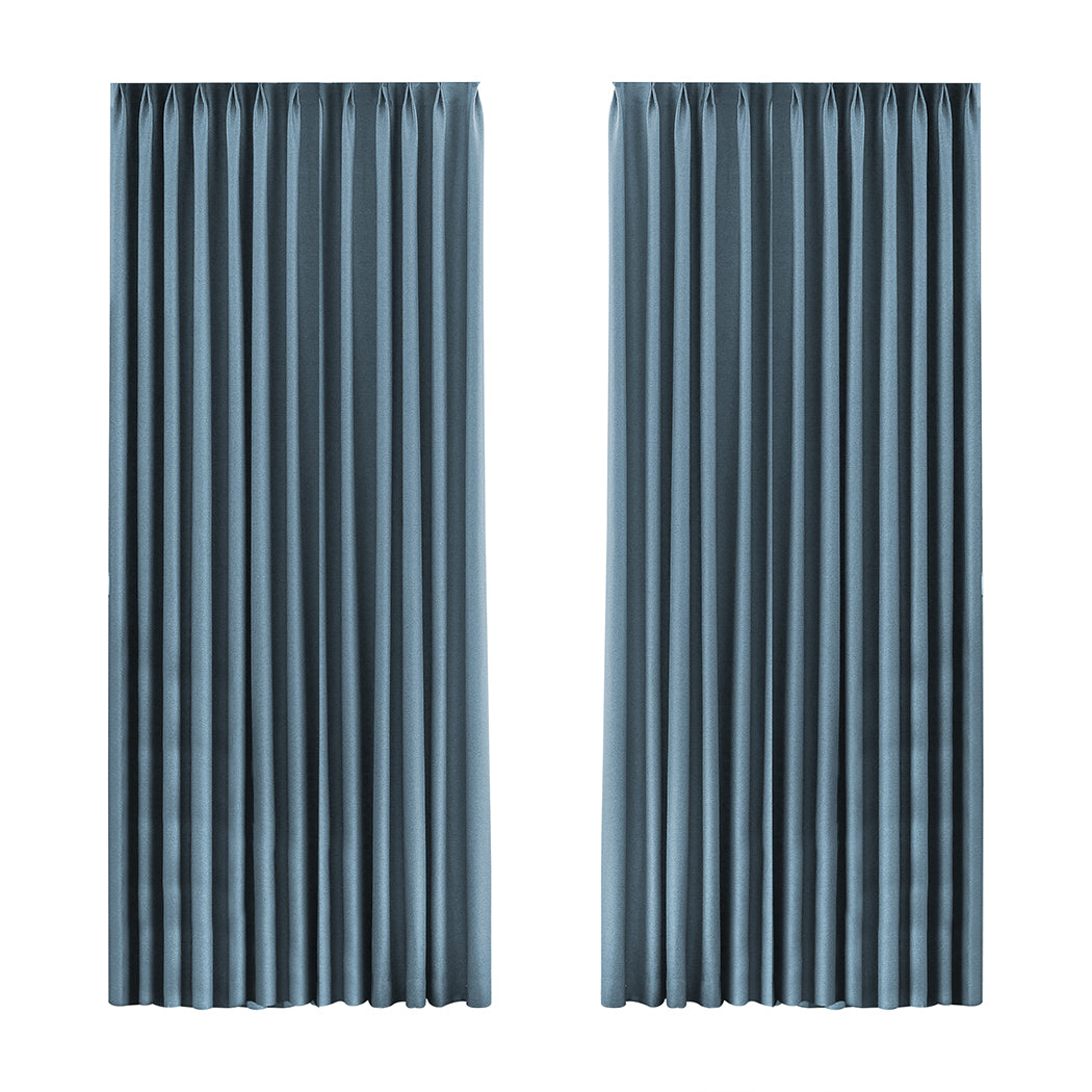 Marlow 2XBlockout Curtains Chenille 180x250 Blue CD1016-180x250-DG-2006733255721750528
