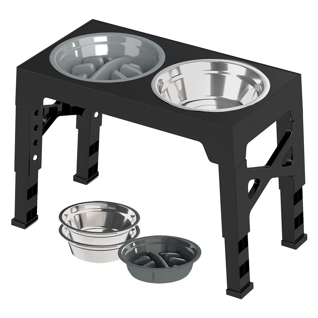 PaWz Elevated Dog Bowls 2 Stainless Steel Bowls and 1 Slow Feeder Bowl-1954802490386026496