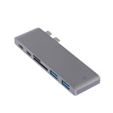 USB 3.0 Type-C HUB 6 Port Powered Adapter Grey - Low Angle