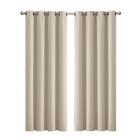 2x Blockout Curtains Panels 3 Layers Beige-2018816651583164416