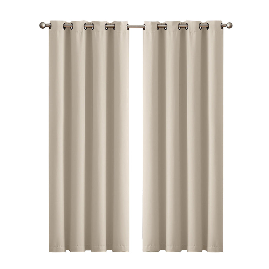 2x Blockout Curtains Panels 3 Layers Beige-2018816651583164416