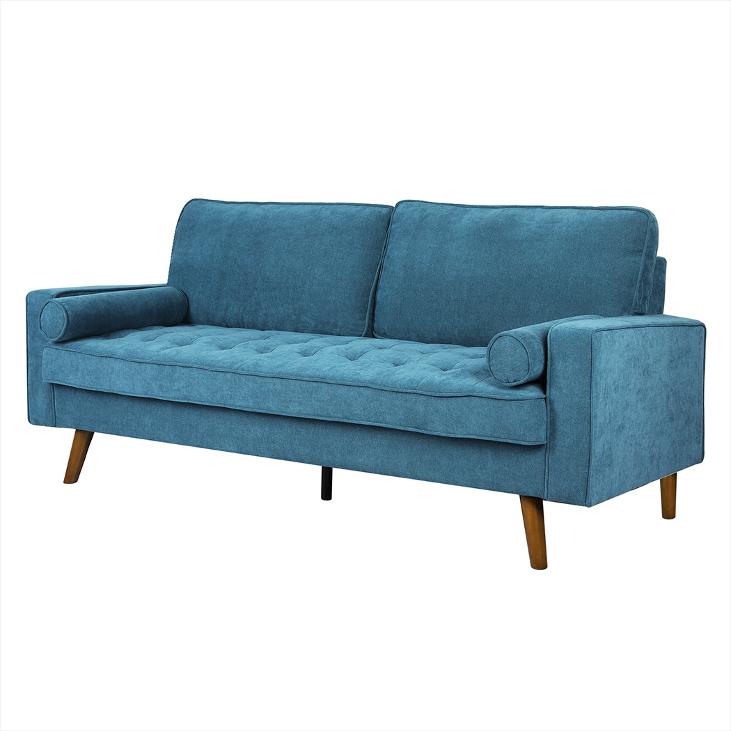 Levede Fabric Sofa Armchair 3 Seater Couch Blue 191cm Wide-1954802588826341376