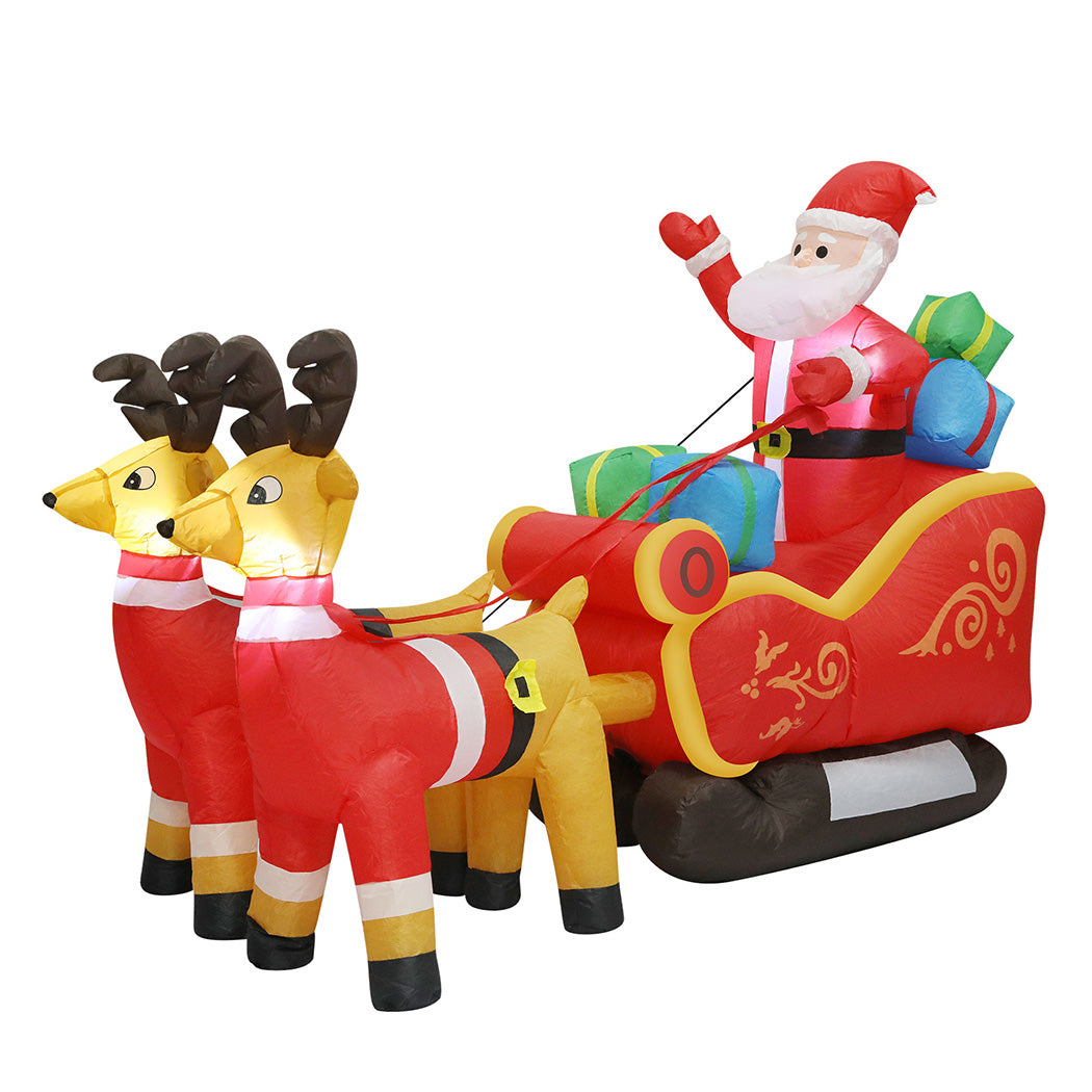 Santaco LED Inflatable Santa Sleigh Reindeer 2.2M-1952534169376657408