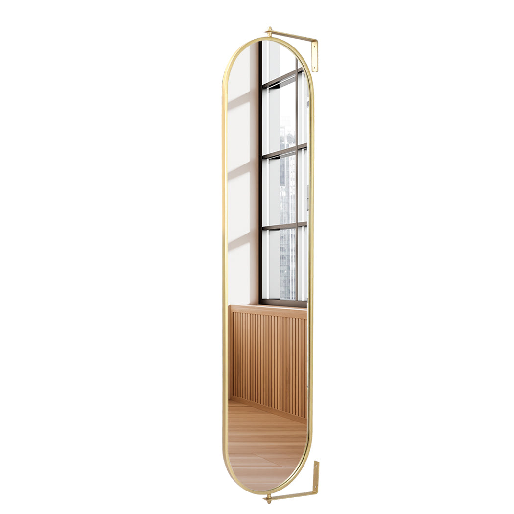 Yezi 360? Swivel Wall Mirrors 140cm x35cm Oval Shape Gold Frame-2006733285534863360