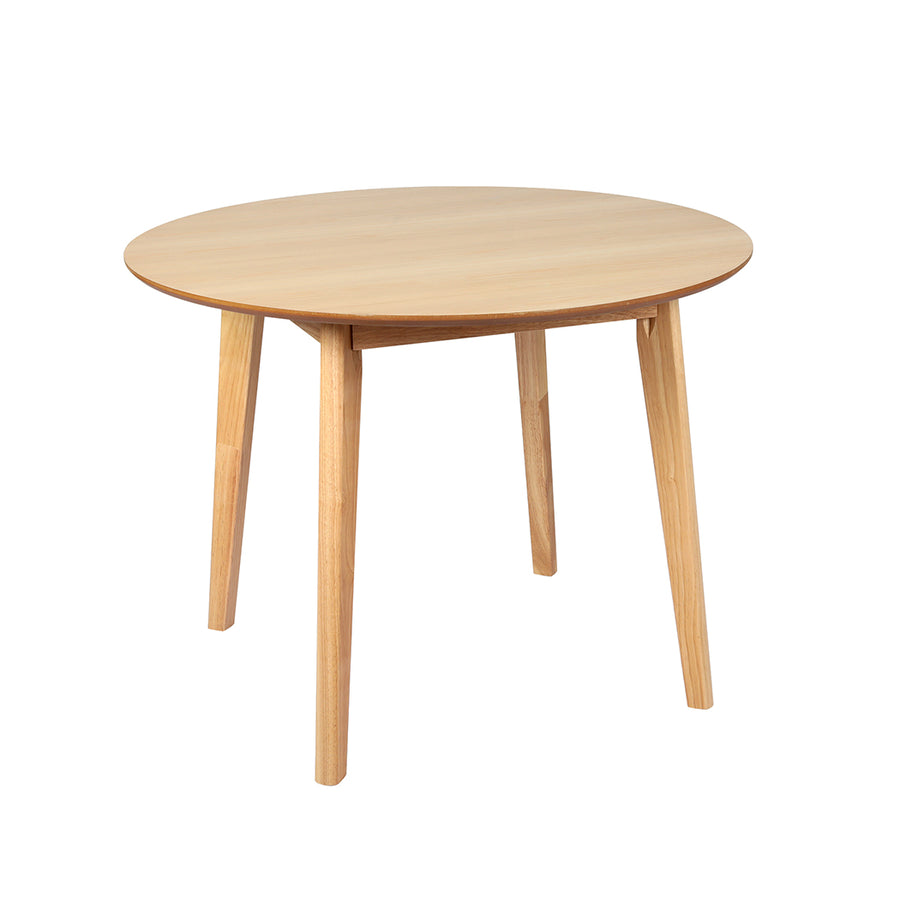Levede Dining Table Round Rubberwood Base 100cm Natural 100 CM-2018816939933175808