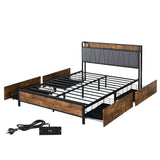 Levede Queen Bed Frame Soft Storage Drawers Headboard USB Charge-2006733226512617472