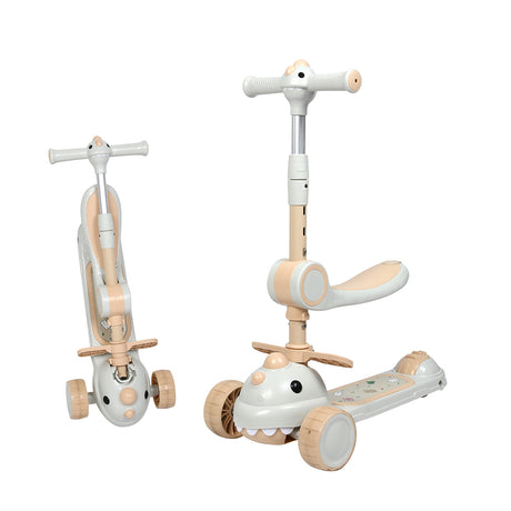 BoPeep Foldable Kids Scooter Flip-able Seat Beige-1954802362019352576