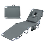 Levede Foldable Beach Lounge Chairs with Face Hole Grey-2018816828482129920