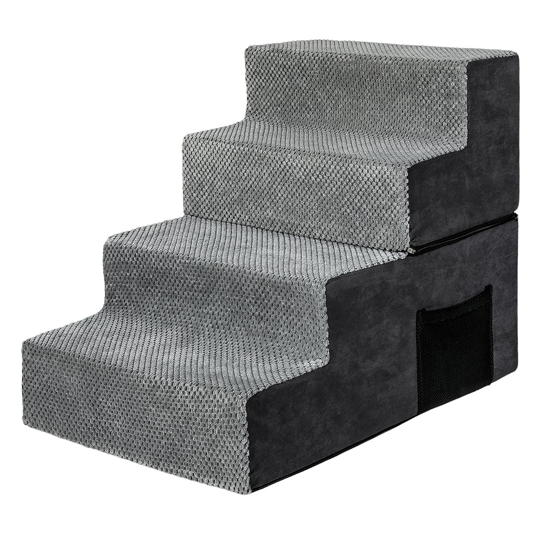 Pawz 4 Steps Pet Stairs Dog Ramp High Density Foam Grey-2006732767437656064