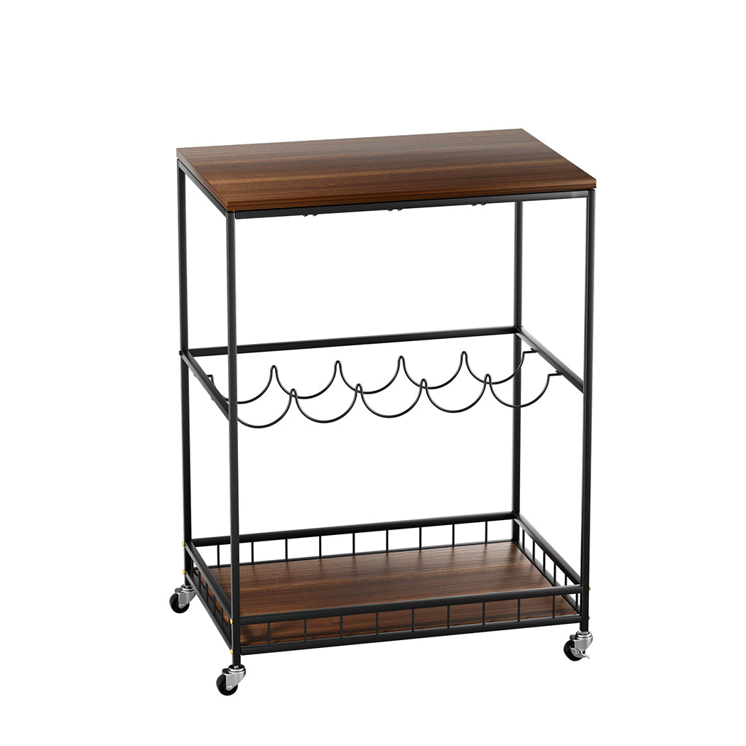 Levede Wooden Bar Cart Drinks Trolley 3 Tire-1954802348551442432