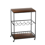 Levede Wooden Bar Cart Drinks Trolley 3 Tire - Low Angle
