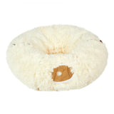 Pawz Cat Tunnel Foldable Fluffy Plush Play Tube Beige-2006732904268435456