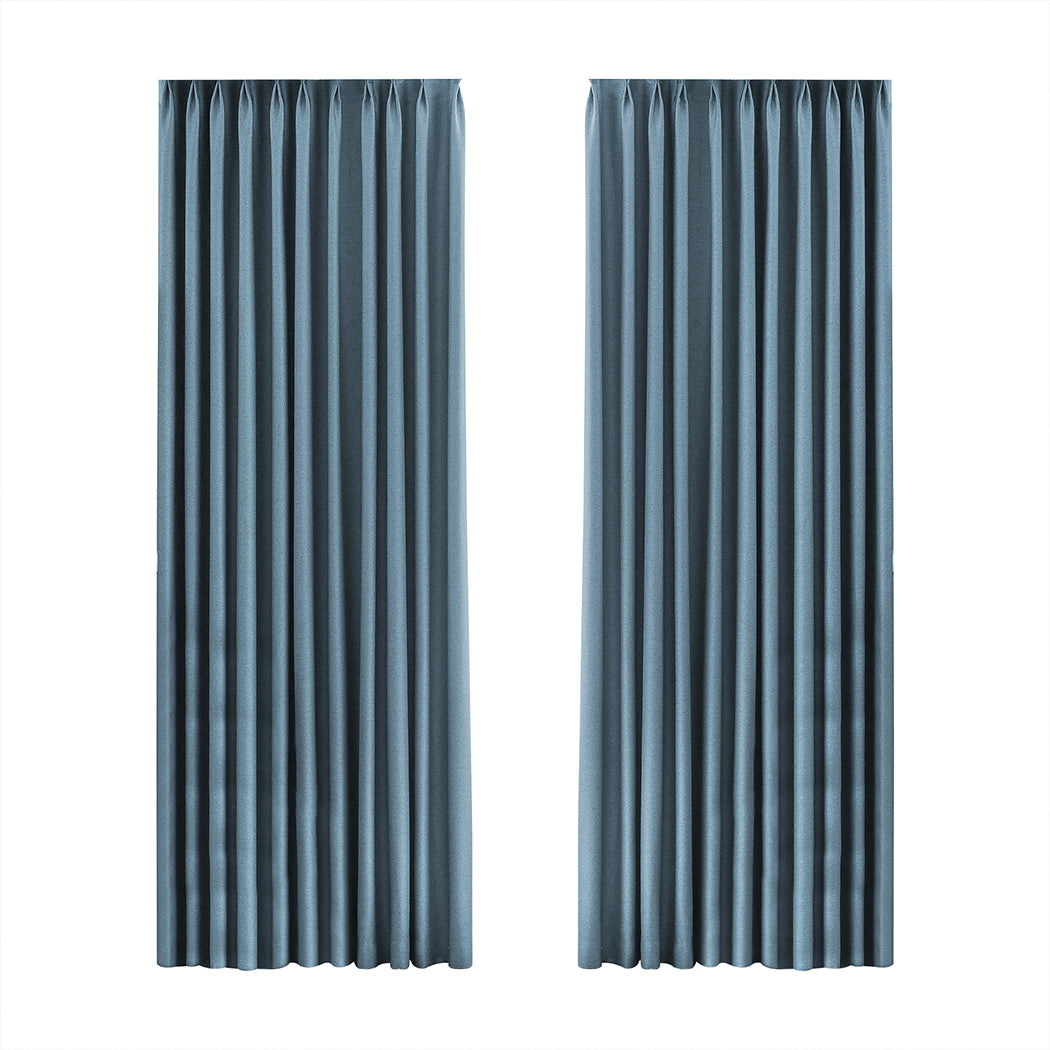 Marlow 2XBlockout Curtains Chenille 132x250 Blue-2006733255113576448