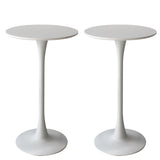 Levede 2x Round Bar Table Pub Tables White - Low Angle