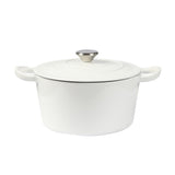 TOQUE 4L Enamel Dutch Oven Pot in White Colour - Low Angle