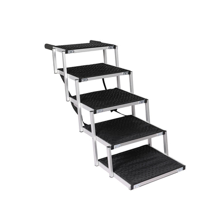 PaWz 5 Steps Dog Ramp Adjustable Height Black-1954802550364573696