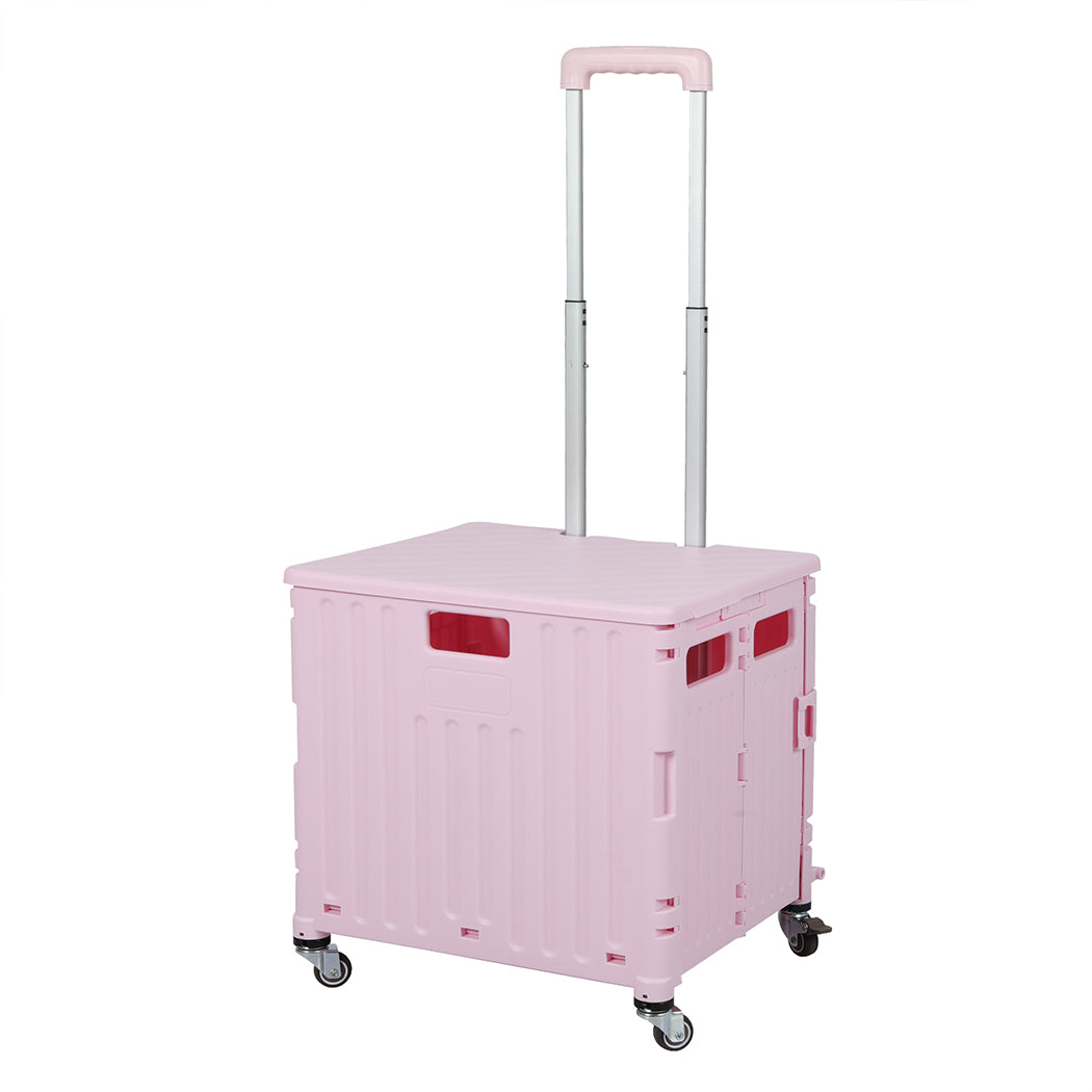 Folding Shopping Trolley Cart Portable Pink-2006733034535129088