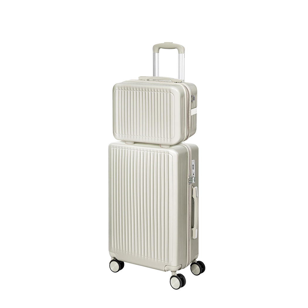 Slimbridge Luggage Suitcase Trolley White 2pc 14"+20"-2006733067858874368
