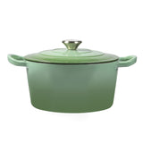 TOQUE 4L Enamel Dutch Oven Pot in Green Colour - Low Angle
