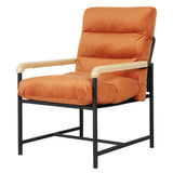 Levede Metal Framed Lounge Chair Velvet in Orange-2018816865723355136