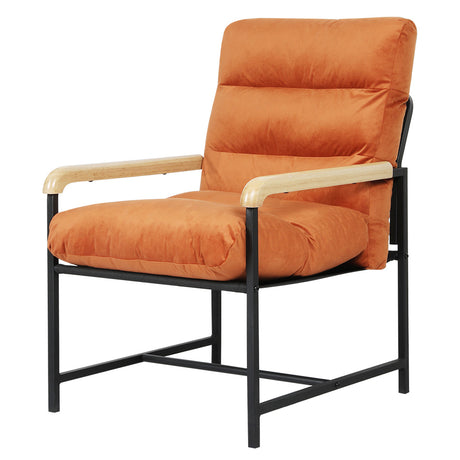Levede Metal Framed Lounge Chair Velvet in Orange-2018816865723355136