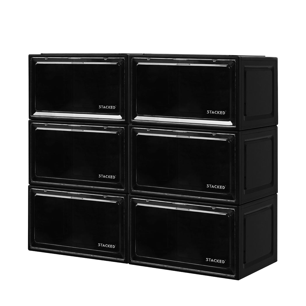 Stacked Shoe Box Acrylic Sneaker Display 6PC Black-2018816656914124800