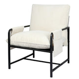 Levede Metal Framed Lounge Chair Corduroy in Beige-2018816855703162880