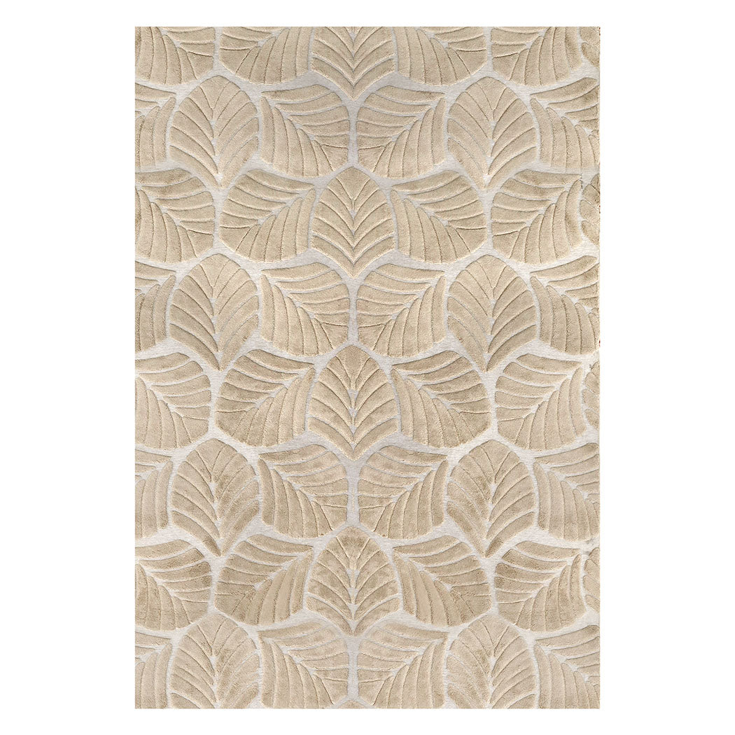 Marlow Floor Rug Soft Embossed Carpet Non Slip Plush Shaggy Rugs Leaf Pattern-1954802391383674880
