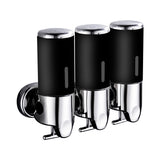 3 Bottles Bathroom Shower Soap Dispenser Black-2018816652975673344
