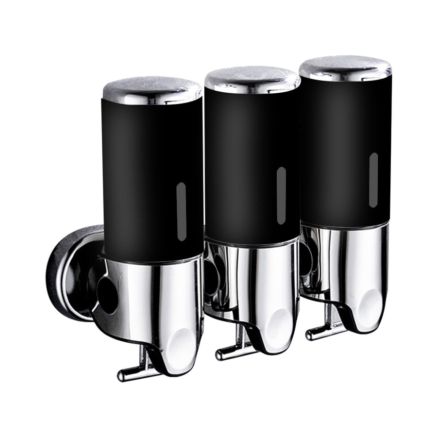 3 Bottles Bathroom Shower Soap Dispenser Black-2018816652975673344
