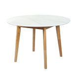 Levede Dining Table Round Rubberwood Base 120cm White 120 CM - Low Angle