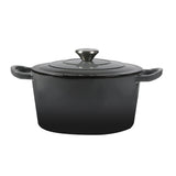 TOQUE 4L Enamel Dutch Oven Pot in Black Colour - Low Angle