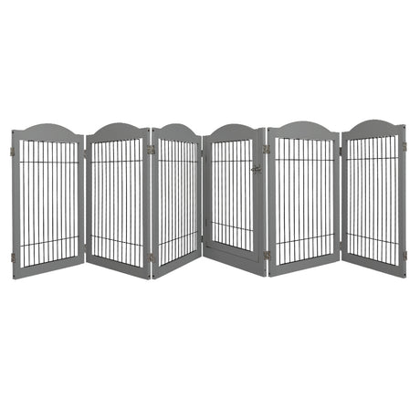 PaWz 6 Panels Pet Dog Playpen Puppy Grey-2006732991824531456