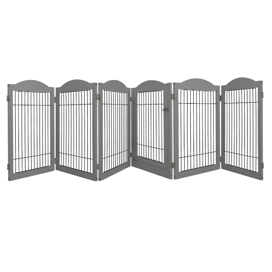 PaWz 6 Panels Pet Dog Playpen Puppy Grey-2006732991824531456