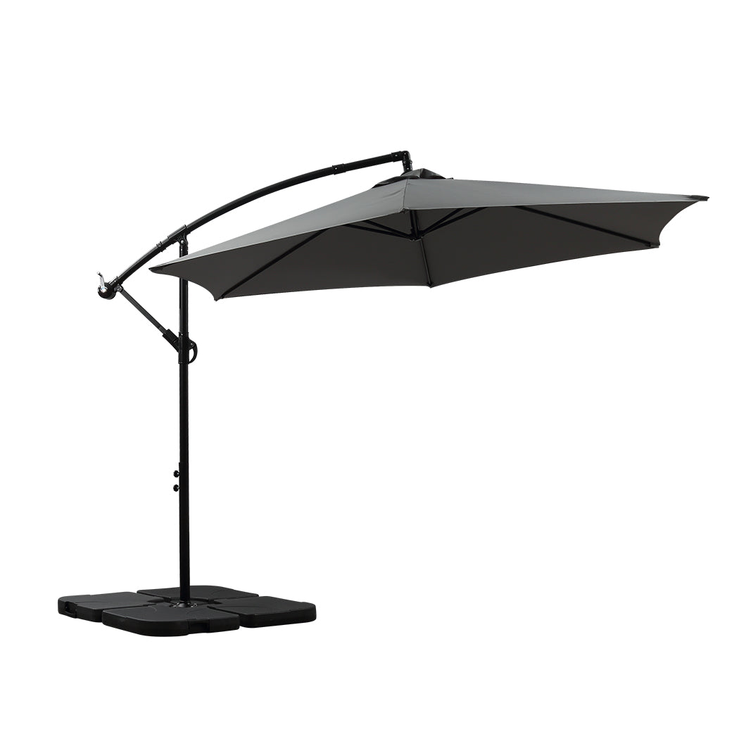 Mountview 3M Outdoor Umbrella Cantilever Grey With Base-1954802871253995520