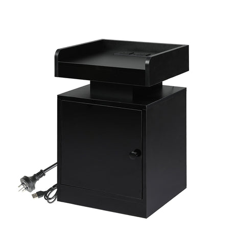Levede Bedside Table USB Charger Outlet RGB Black-2006732841714585600