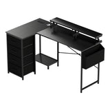 Levede L Shaped Gaming Desk with Storage Drawers Black - Extra Image
