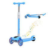Bopeep Foldable Kids Scooter LED Music Blue - Low Angle