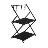 Levede Foldable Camping Storage Shelves 2 Layer with Hooks Black-2018816784416772096