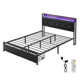 Levede Double Metal Bed Frame LED Lights 2 Drawers - Extra Image