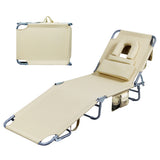 Levede Foldable Beach Lounge Chairs with Face Hole Khaki - Extra Image