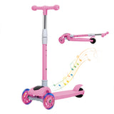 Bopeep Foldable Kids Scooter LED Music Pink - Low Angle