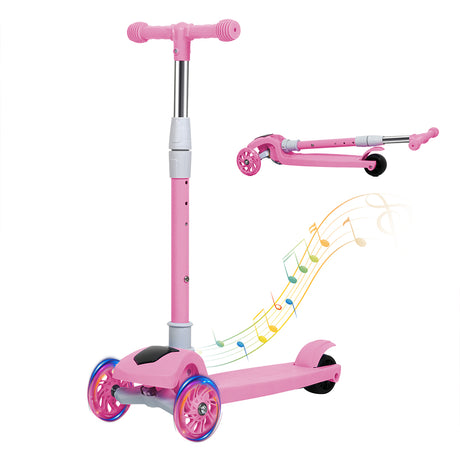 Bopeep Foldable Kids Scooter LED Music Pink-1954802362795298816