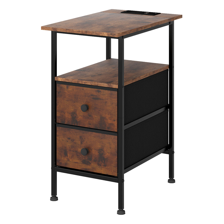 Levede Bedside Table Side Table 2 Drawers Cabinet Brown-2011971114674294784