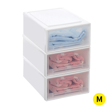 Plastic Storage Box Stackable Containers M 3PK Medium-1954802598393548800