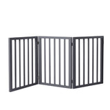 Wooden Pet Gate Dog Fence Retractable Grey 2000x 3MM - Low Angle