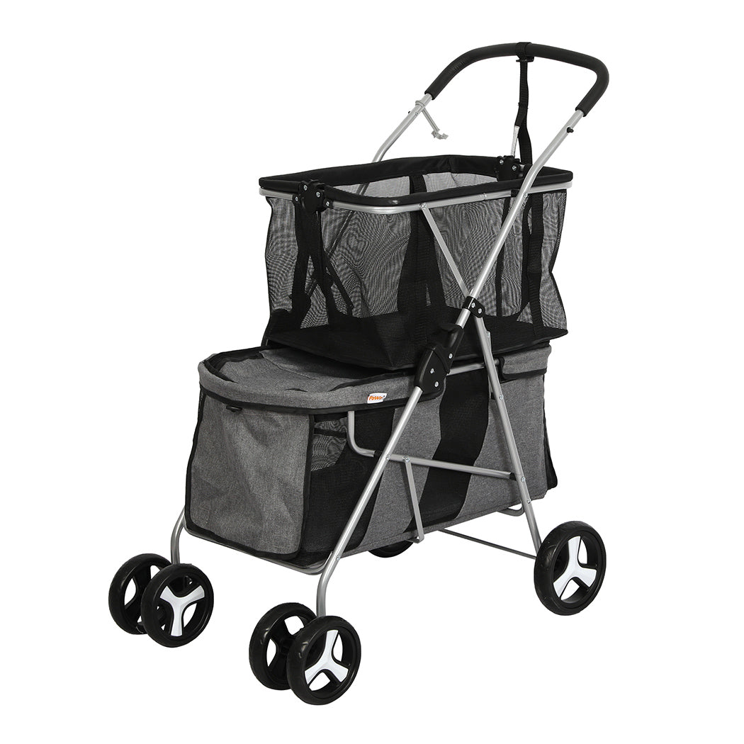 PaWz Pet Stroller 2-Tier Dog Cat Carrier Foldable-2018816880445362176