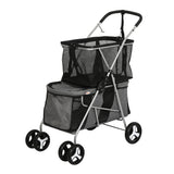 PaWz Pet Stroller 2-Tier Dog Cat Carrier Foldable - Low Angle